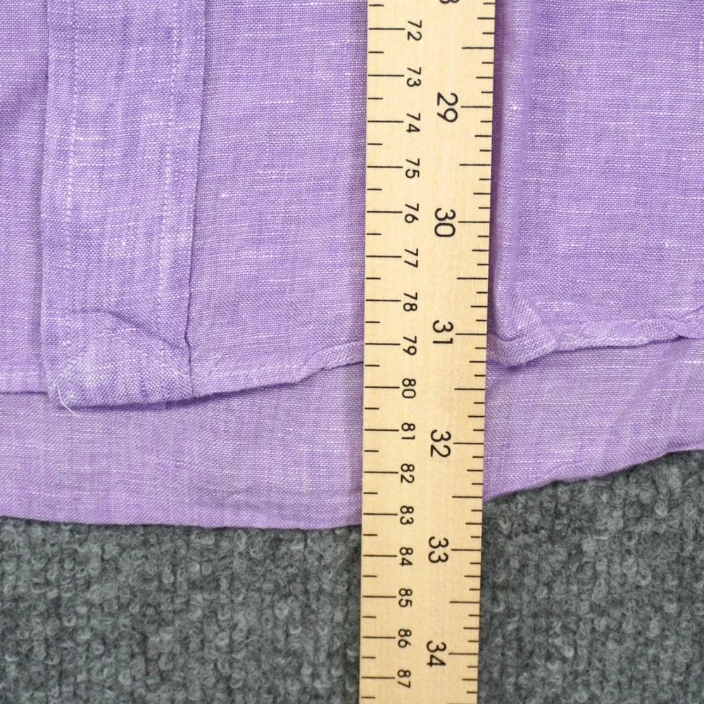 Ralph Lauren Button Down Shirt Mens XL Purple 100% Linen Long Sleeve Pony Logo